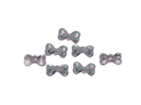 Blue Silver Bow Enamel Charms