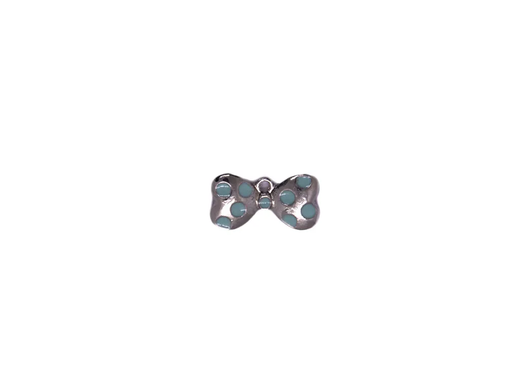 Blue Silver Bow Enamel Charms