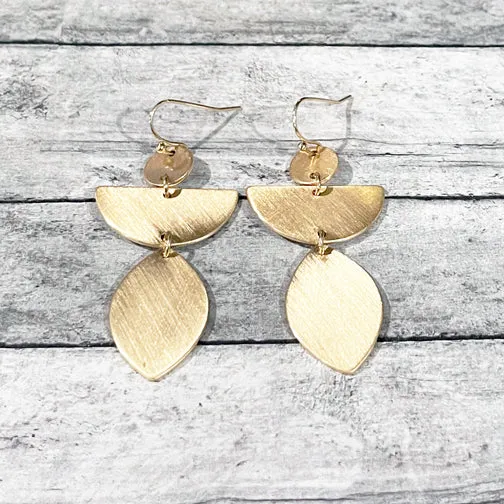 Brushed Metal Geometric Shaped Earrings (GOLD OR SILVER)