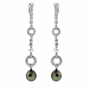 Cartier Himalia Pearl Diamond White Gold Earrings