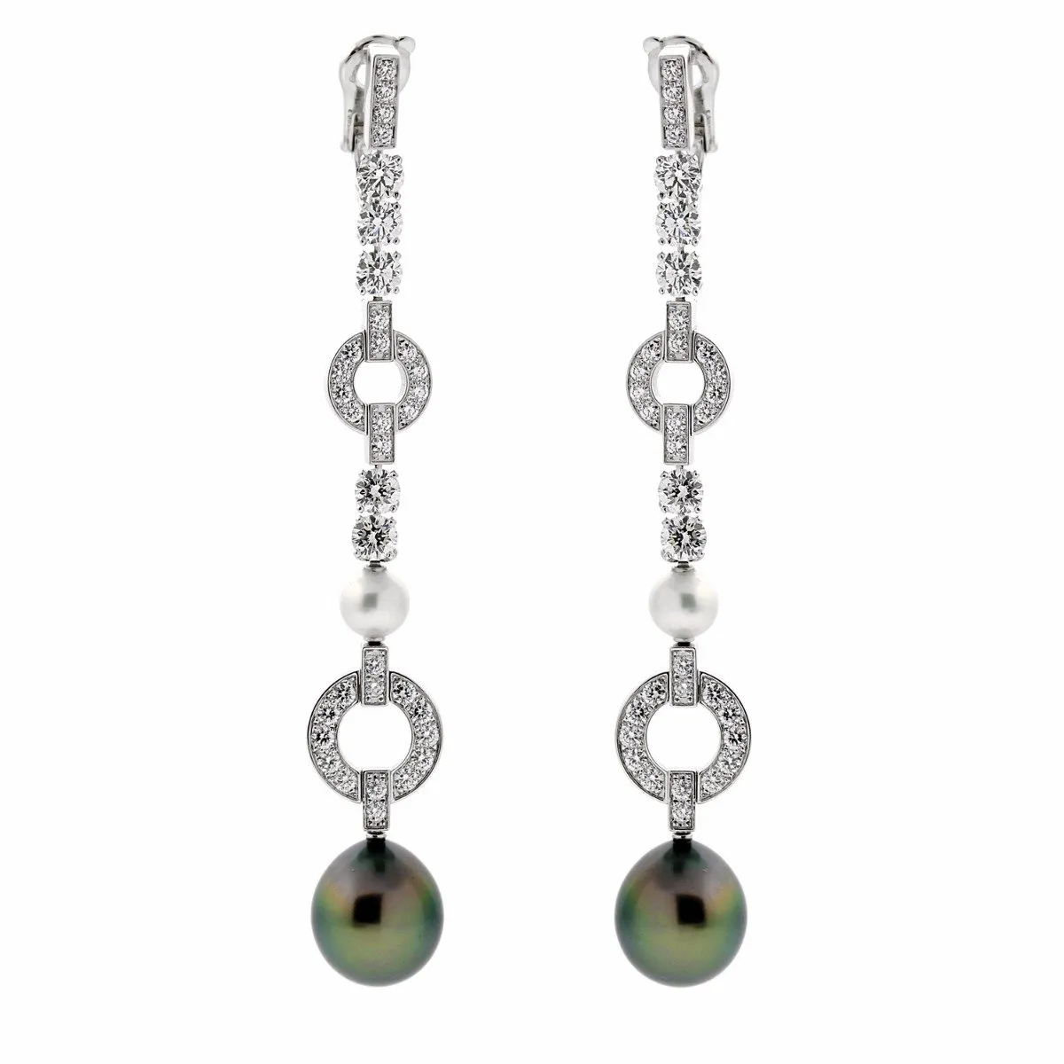 Cartier Himalia Pearl Diamond White Gold Earrings