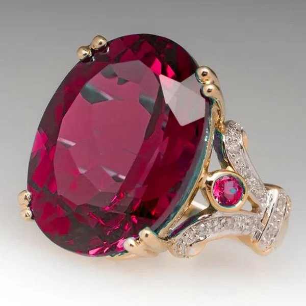 Chicmy-Fashion Luxury Colorful Cubic Zirconia Ring Oval Stone Finger Ring For Women