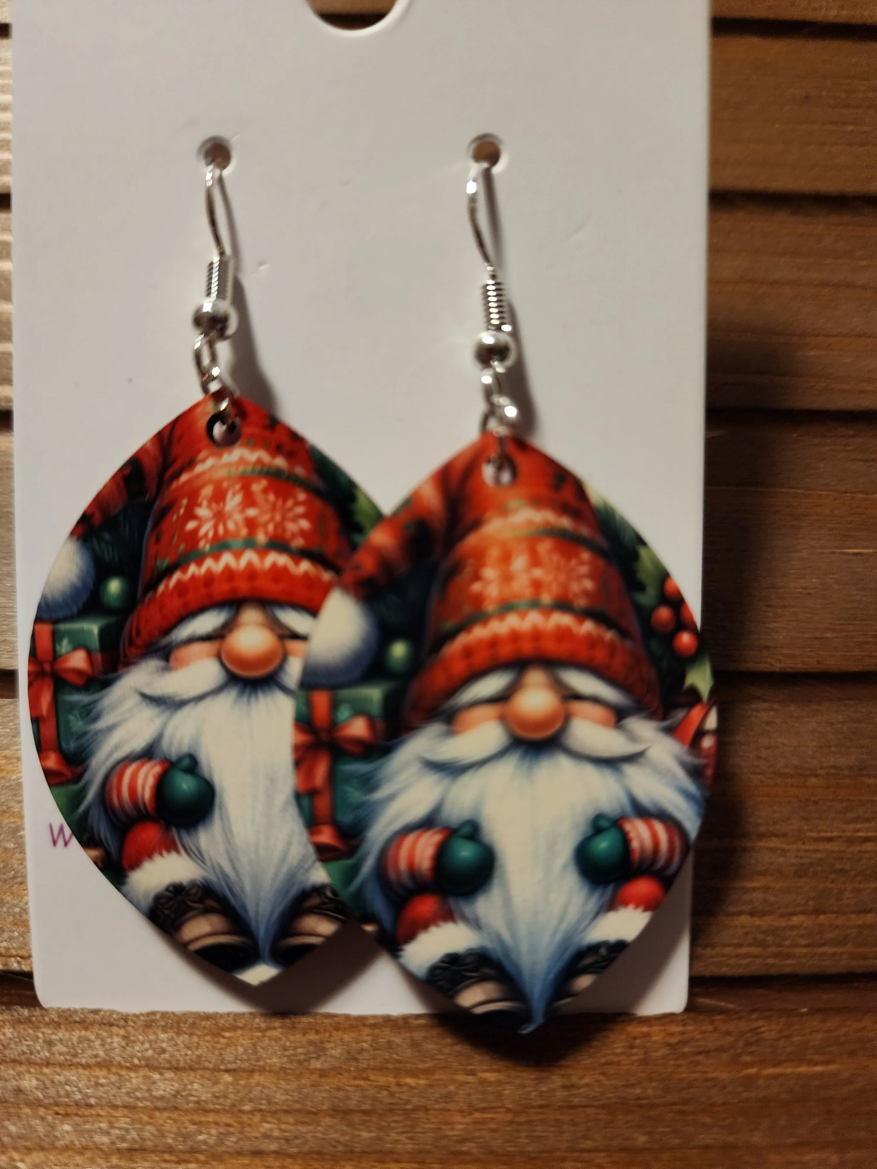 Christmas earrings wide diamond- Gnomes