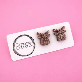 Christmas Reindeer Acrylic Stud Earrings