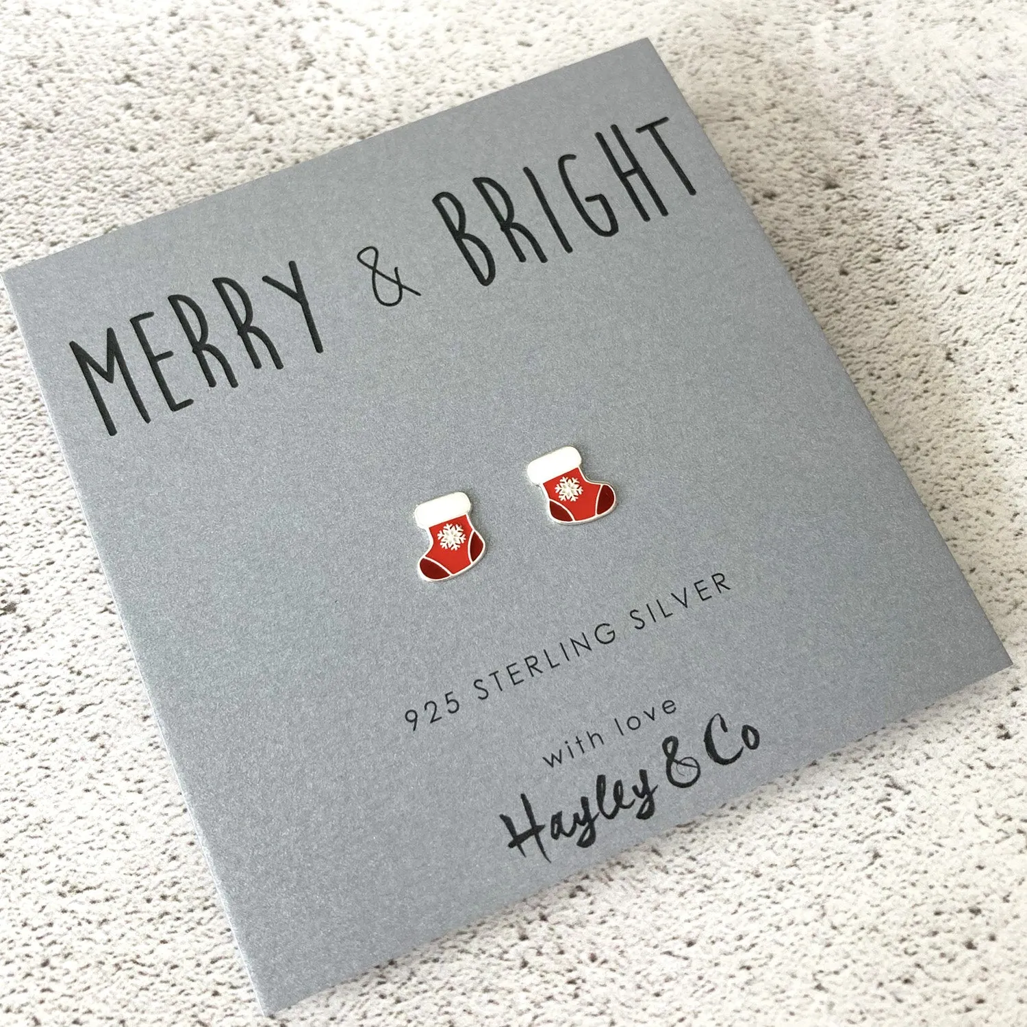 Christmas Stocking Sterling Silver Earrings