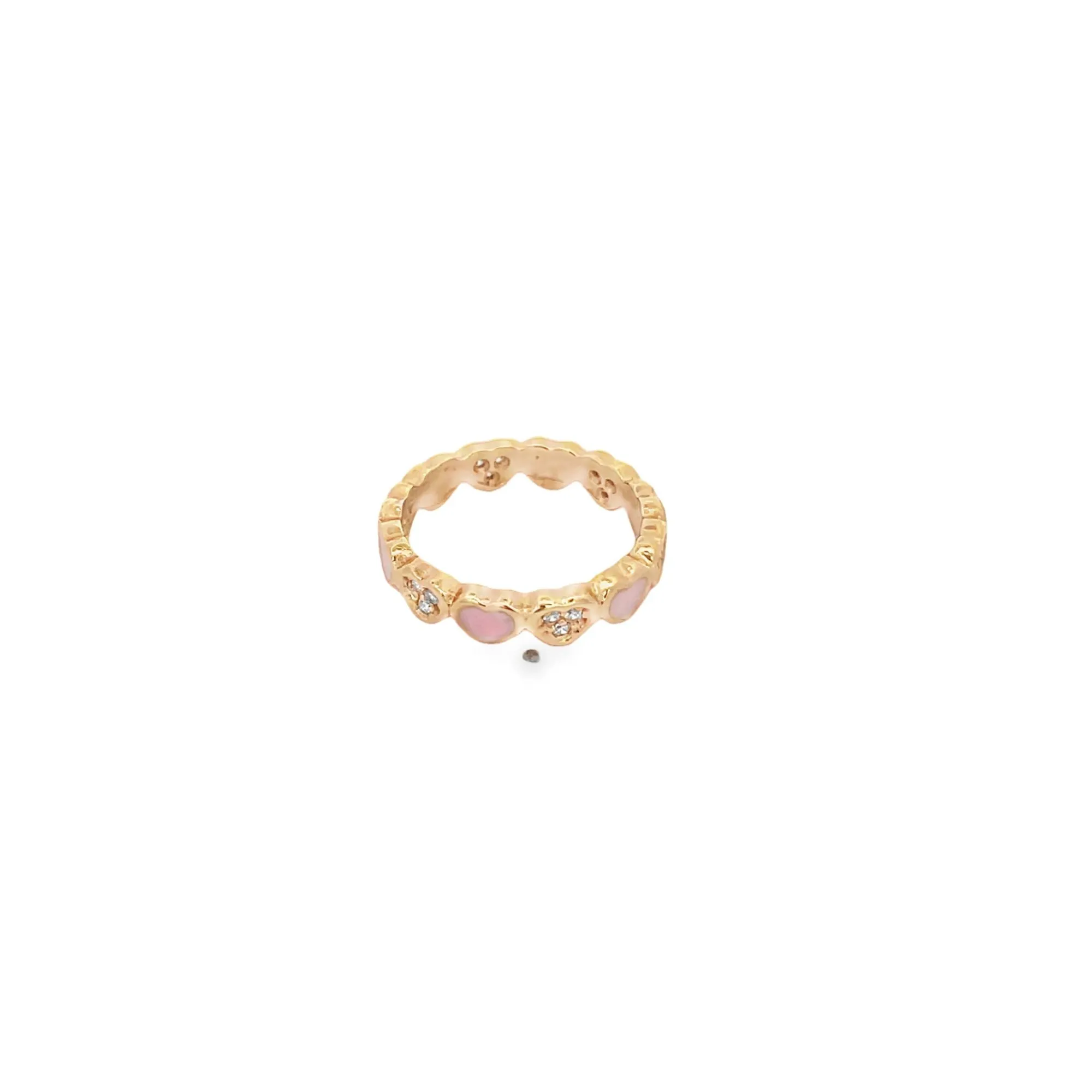 Colorful Enamel Part CZ Heart Ring