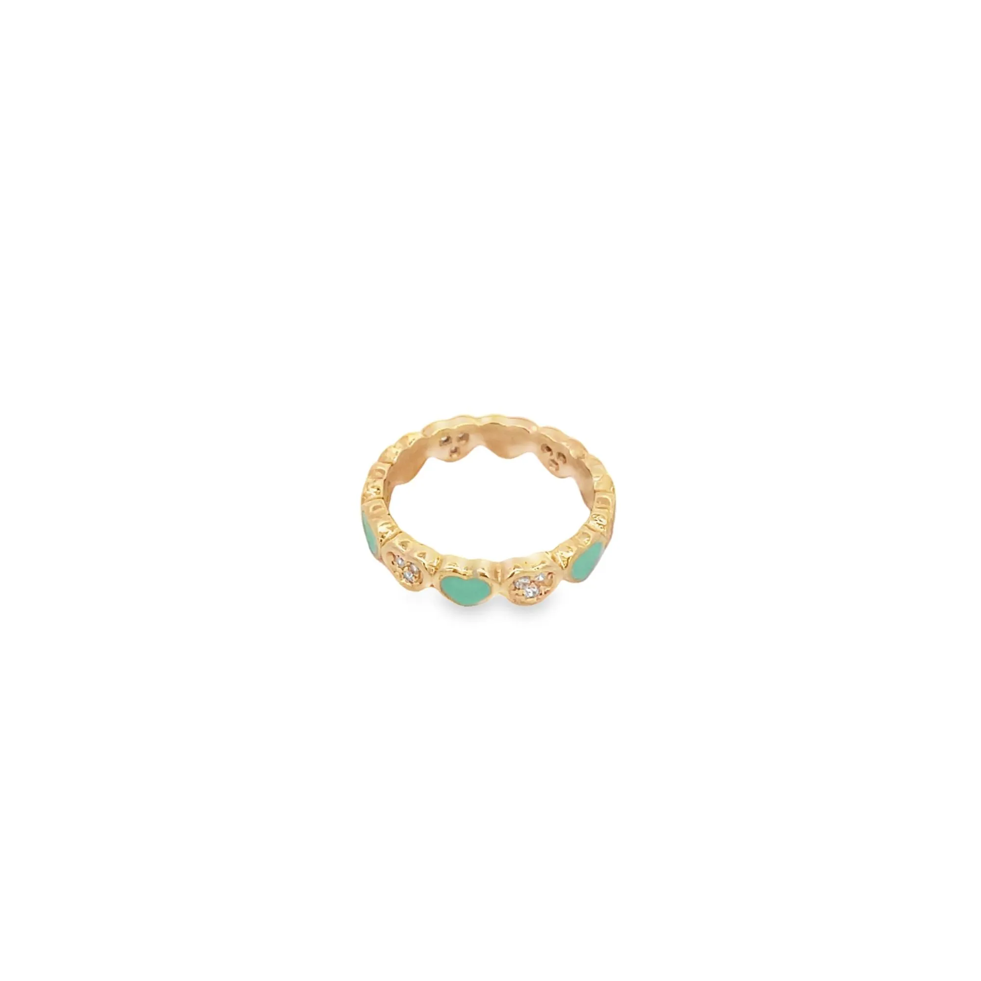 Colorful Enamel Part CZ Heart Ring