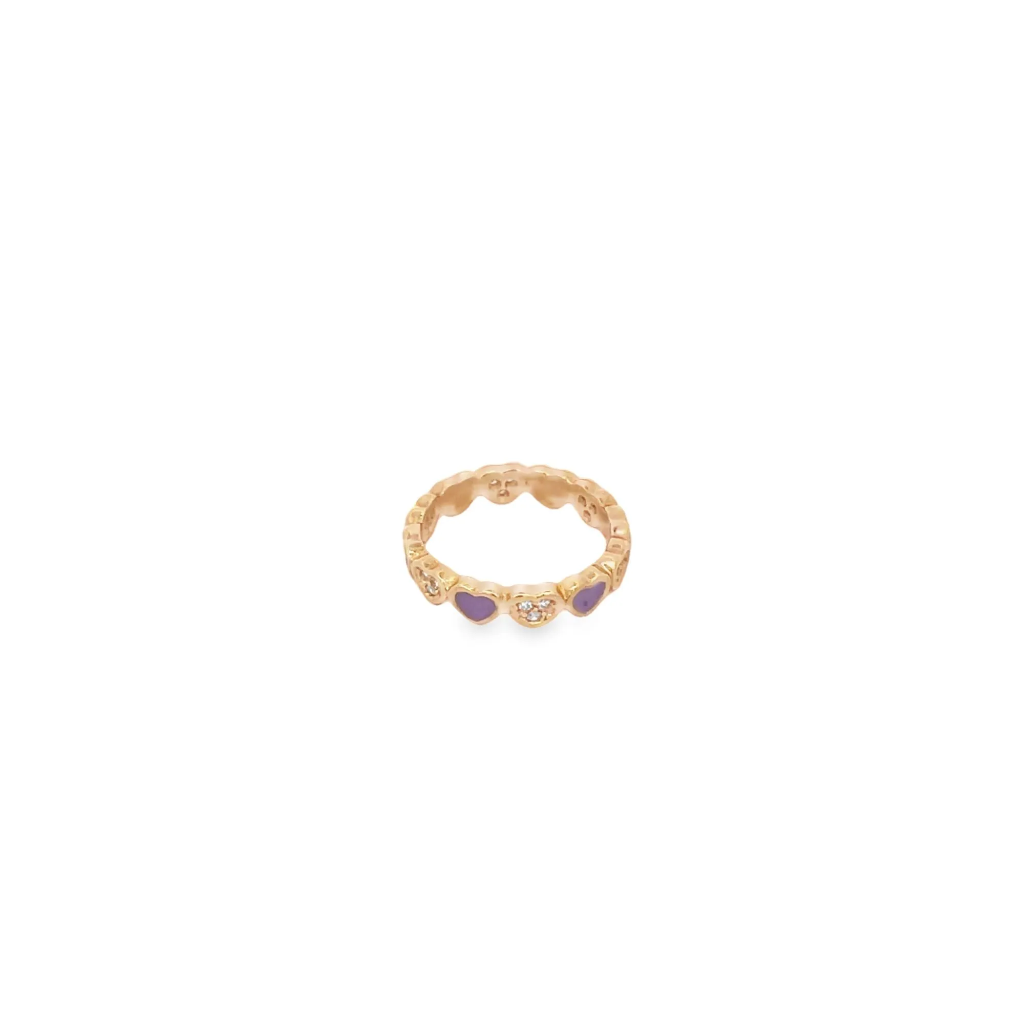 Colorful Enamel Part CZ Heart Ring
