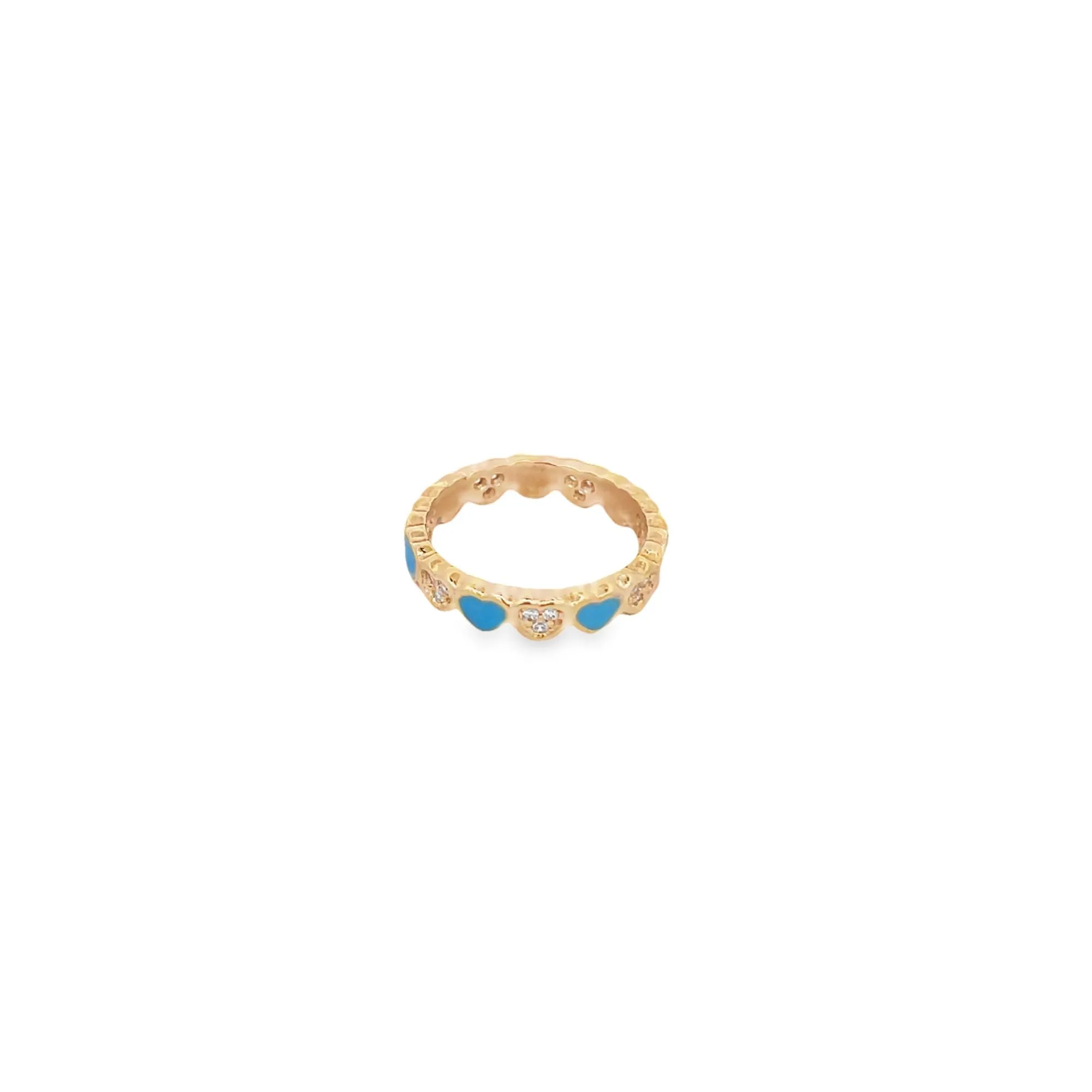 Colorful Enamel Part CZ Heart Ring
