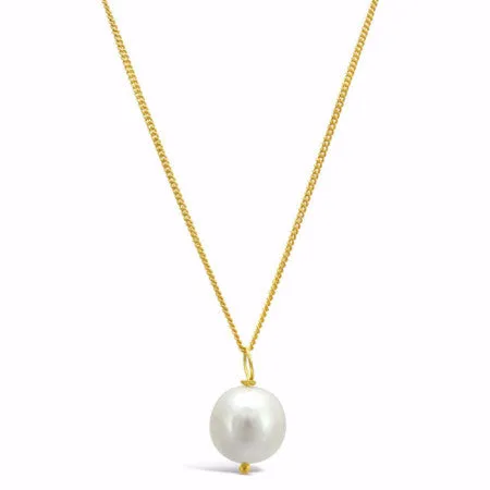 Credo almost round cultured freshwater pearl pendant on gold chain