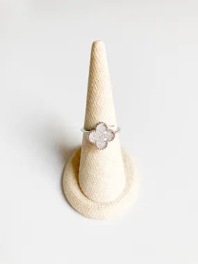 Cubic Zirconia Small Quatrefoil Motif Ring in Silver