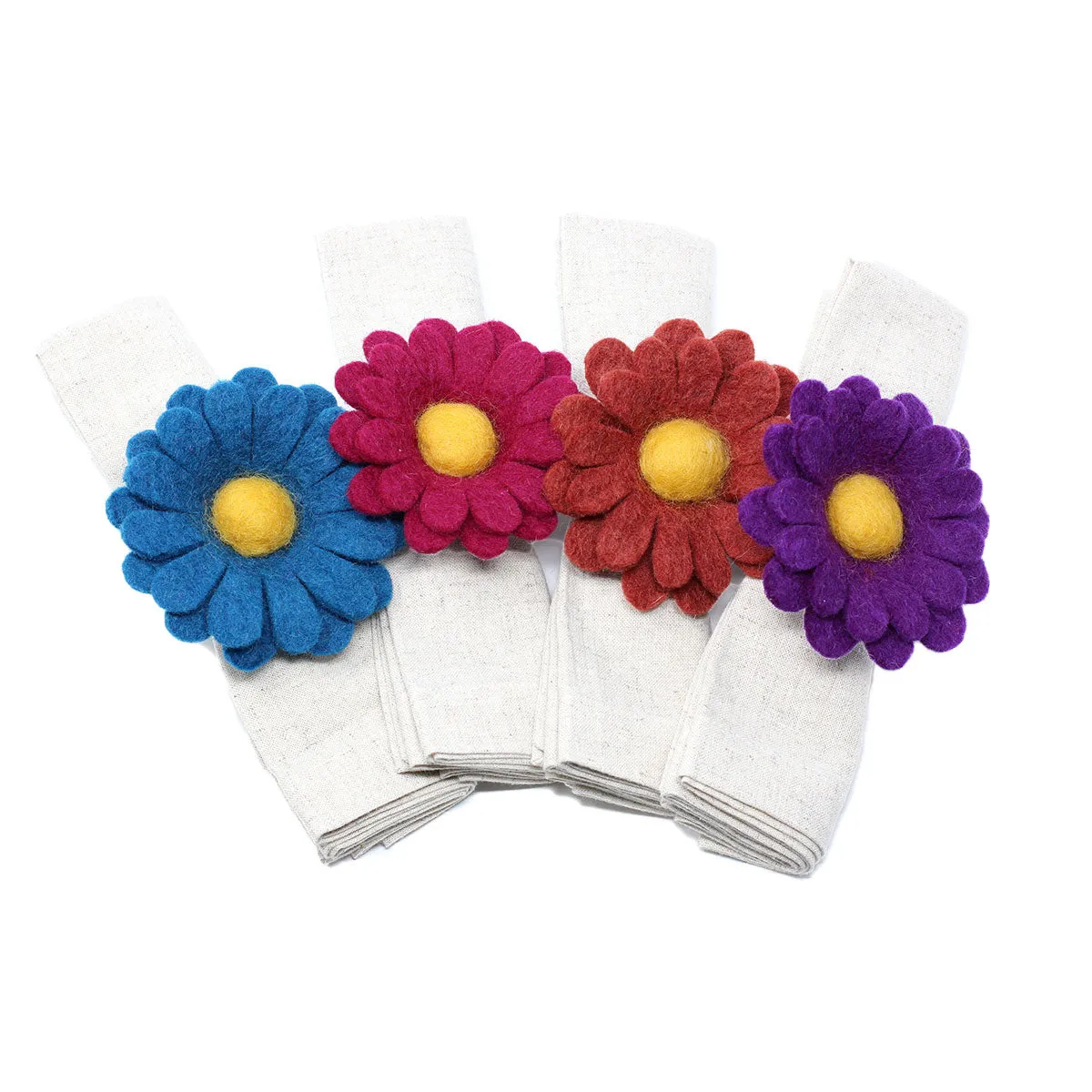 Daisy Napkin Rings Set of Four Colors