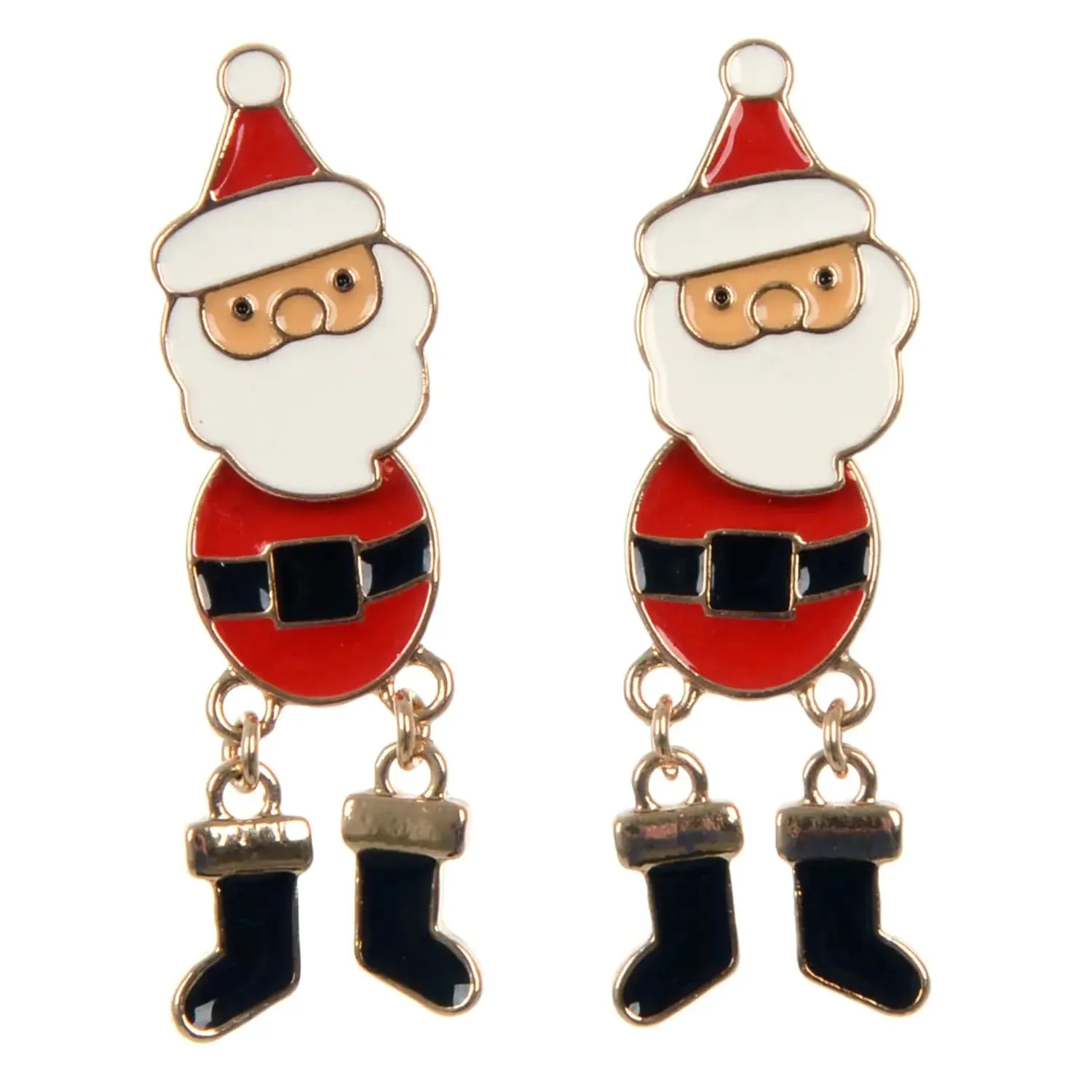 Dancing Santa Drop Earrings Red White Christmas Costume Jewellery