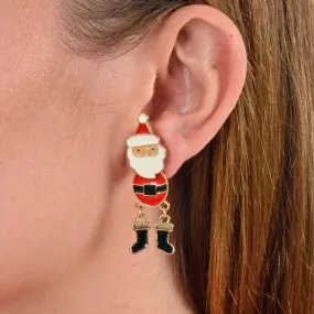 Dancing Santa Drop Earrings Red White Christmas Costume Jewellery