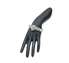 Elegant Silver & Black Diamante Panther Cuff