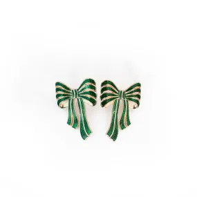 Embellished Green Bow Earrings