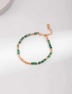 Emerald Sterling Silver Broken Gold Bead Bracelet
