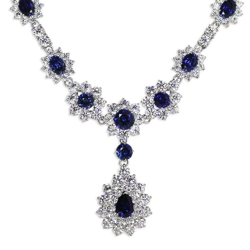 Evangeline Sapphire Flower Necklace