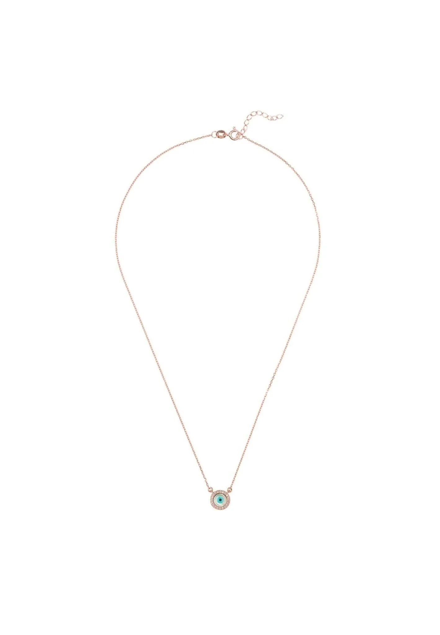 Evil Eye Mother Of Pearl Necklace Cz Rose Gold