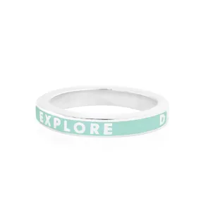 Explore Dream Discover Ring, Mint Enamel, Silver