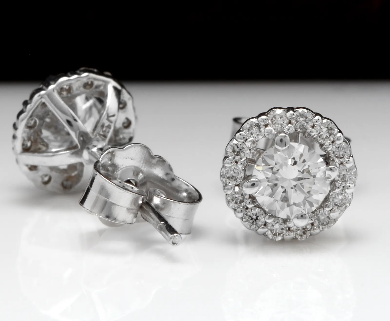Exquisite .75 Carats Natural Diamond 14K Solid White Gold Stud Earrings