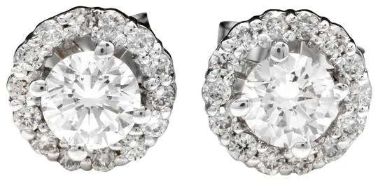 Exquisite .75 Carats Natural Diamond 14K Solid White Gold Stud Earrings