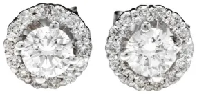 Exquisite .75 Carats Natural Diamond 14K Solid White Gold Stud Earrings
