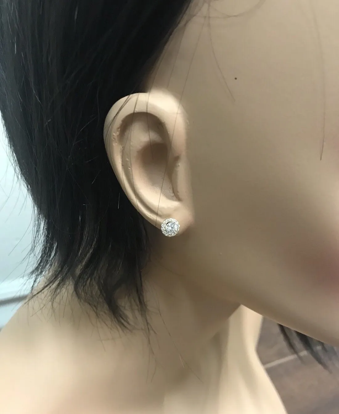Exquisite .75 Carats Natural Diamond 14K Solid White Gold Stud Earrings