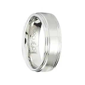 FENIX Brushed Cobalt Men’s Ring with Polished Beveled Step Edges - 7mm