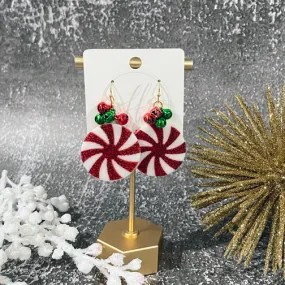 Festive Peppermint Patty Jingling Holiday Earrings