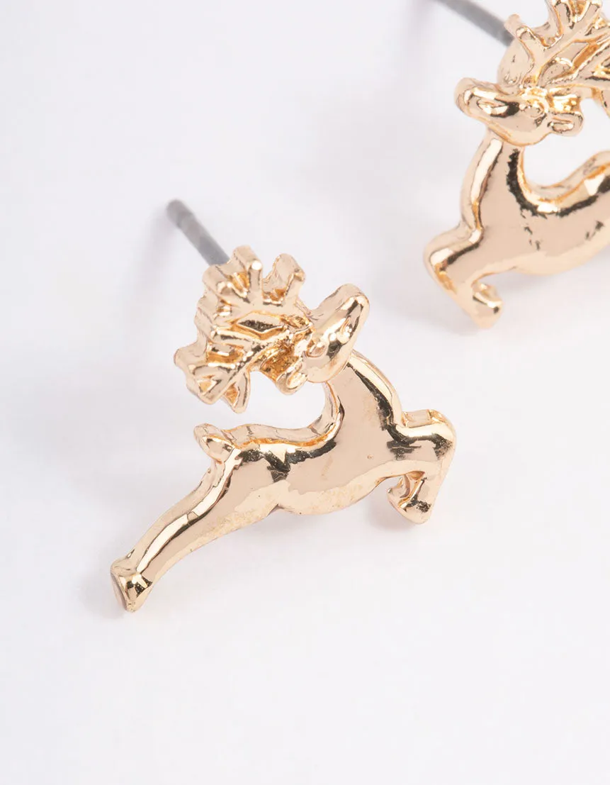 Festive Prancing Reindeer Stud Earring Pack
