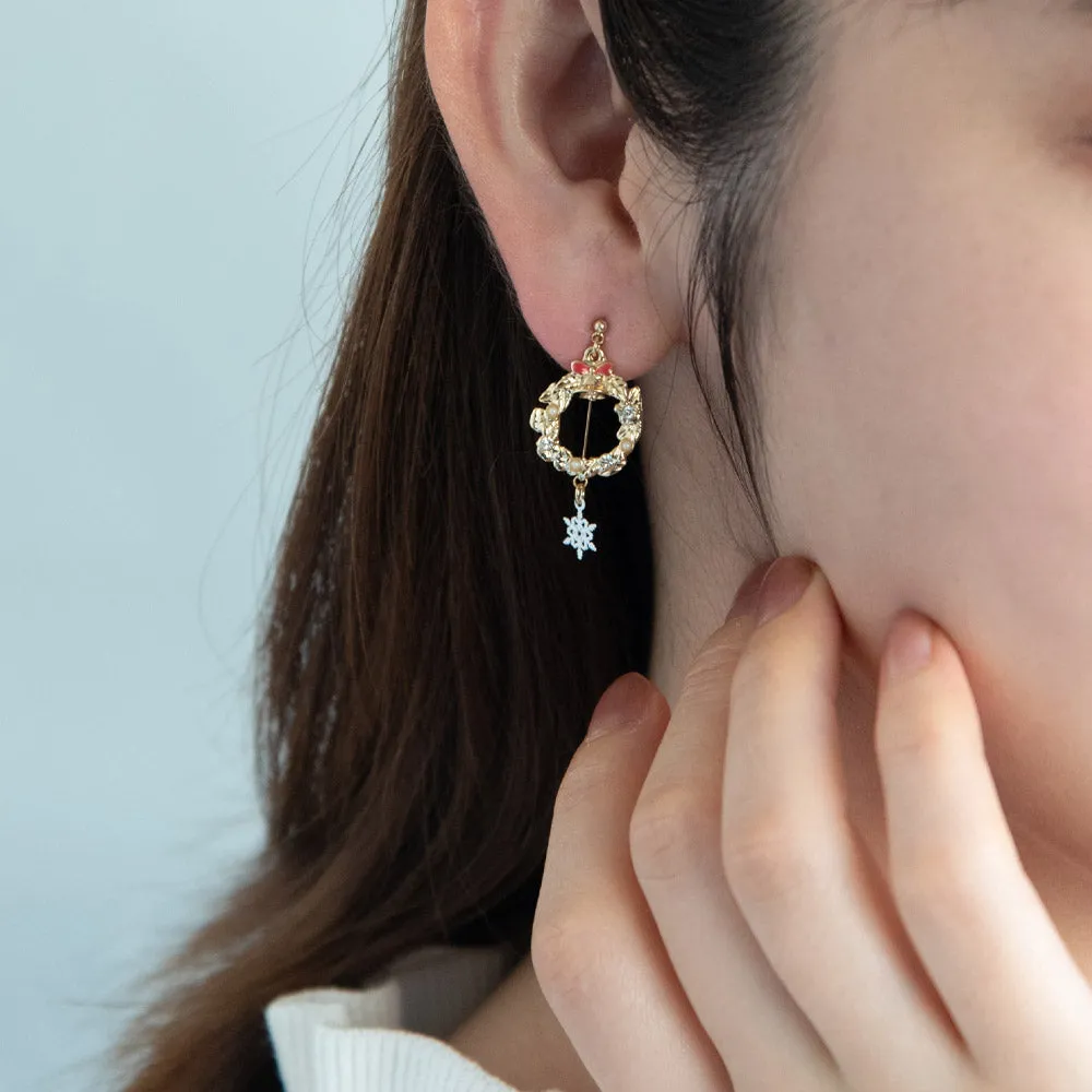 Festive Wreath Drop Earrings