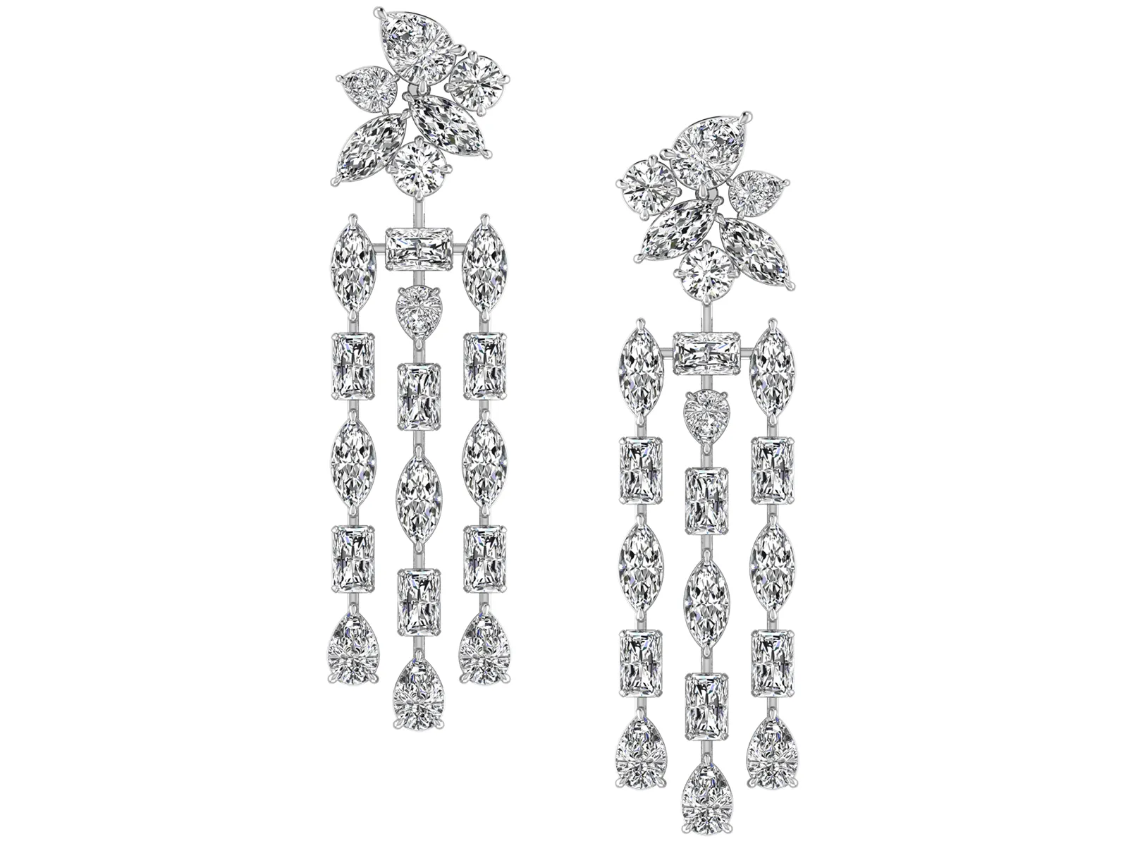 Floral Chandelier Earrings - 16.14 ct.