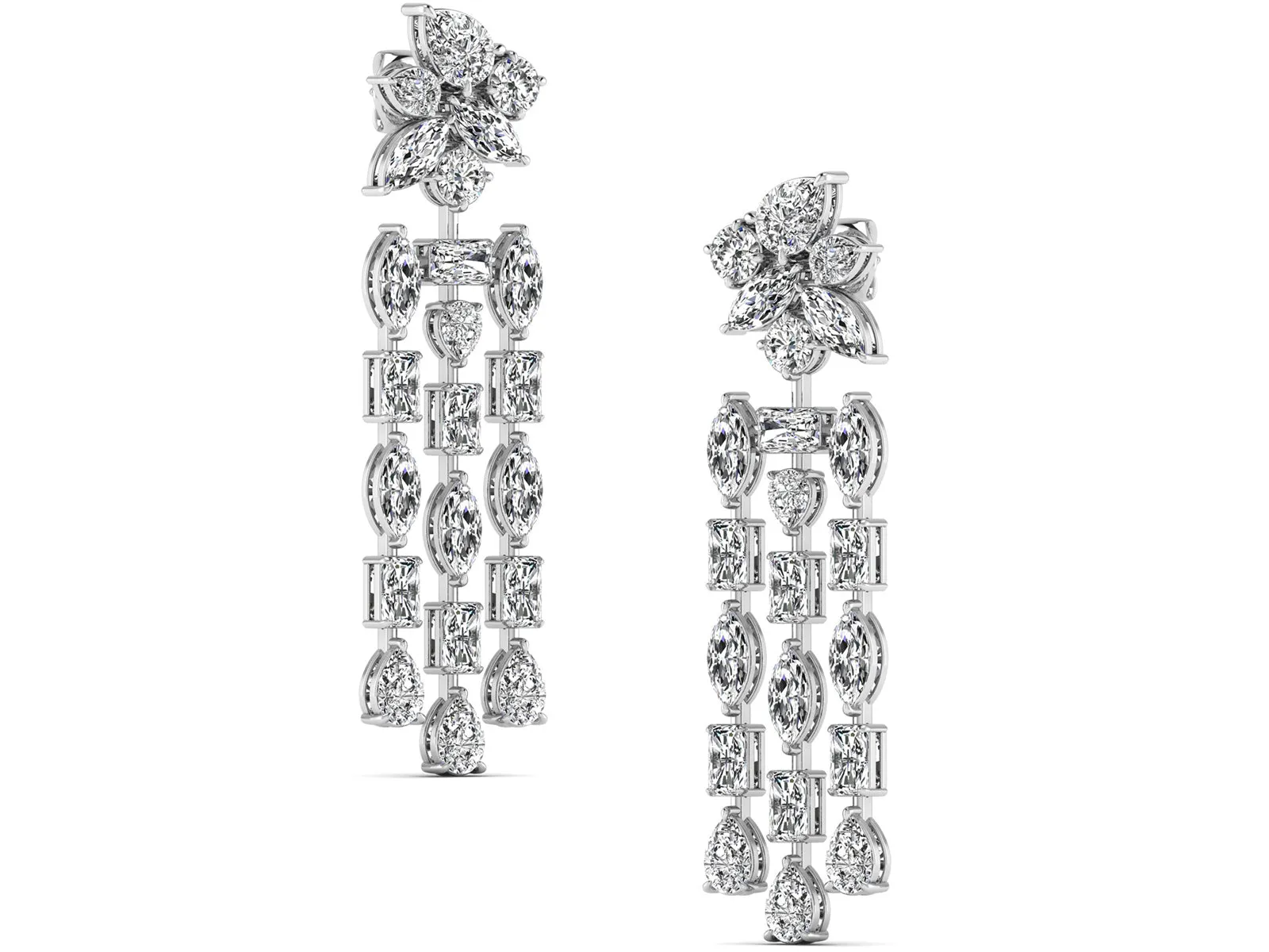 Floral Chandelier Earrings - 16.14 ct.
