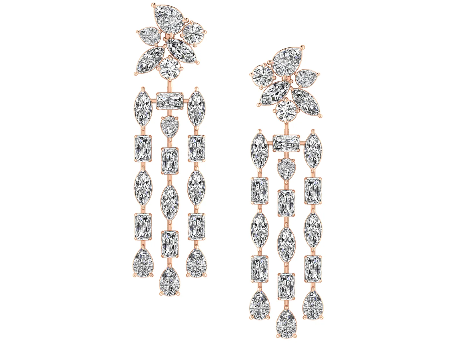 Floral Chandelier Earrings - 16.14 ct.