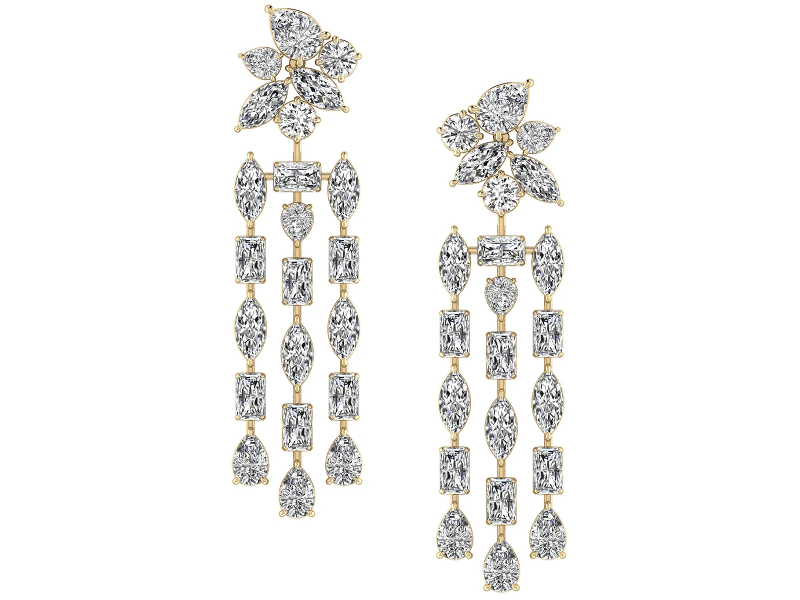 Floral Chandelier Earrings - 16.14 ct.