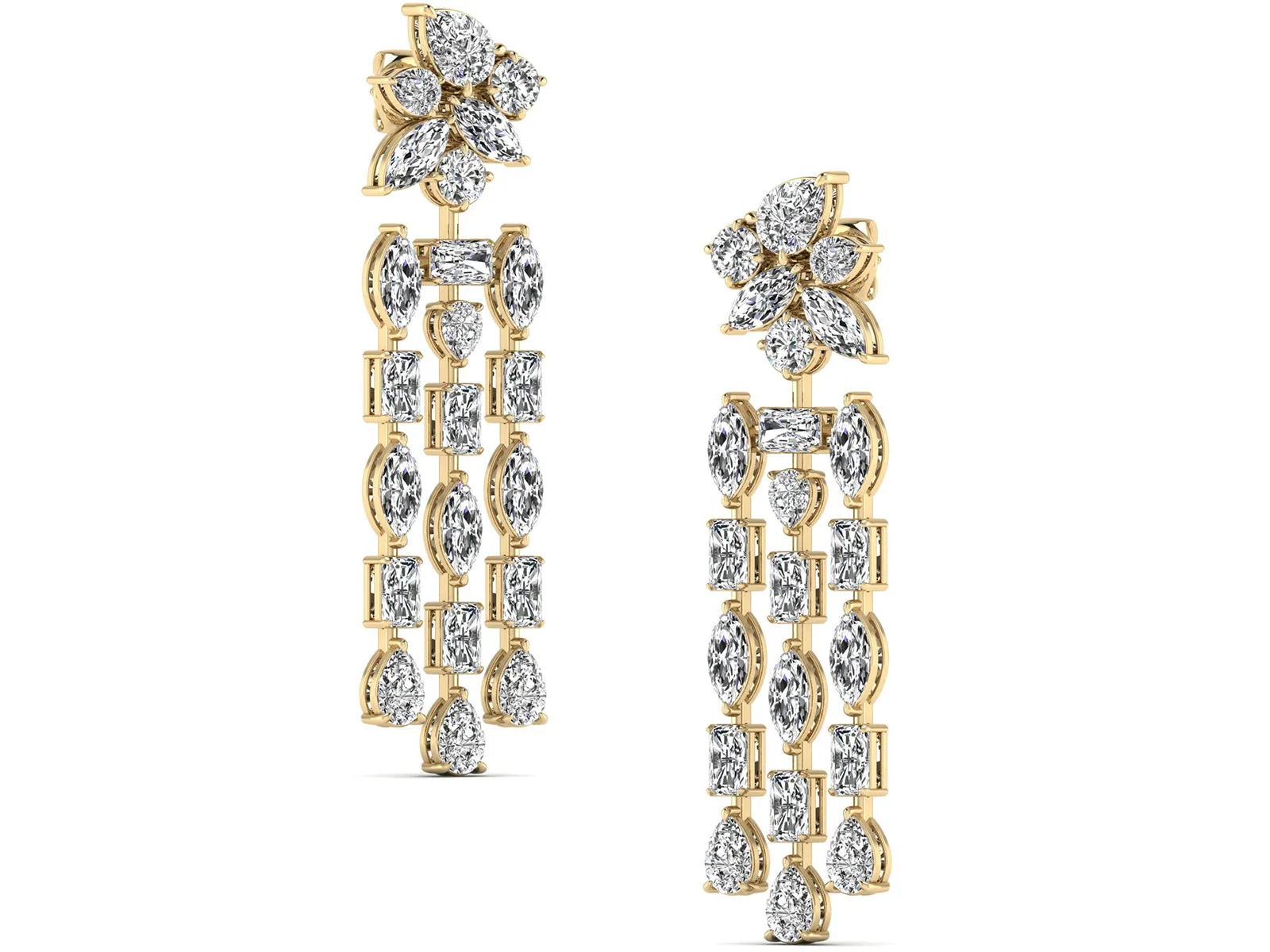 Floral Chandelier Earrings - 16.14 ct.