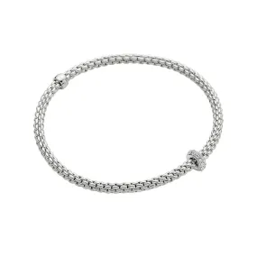 FOPE "PRIMA" 18ct WHITE GOLD PAVE SET DIAMOND RHONDEL BRACELET LARGE SIZE