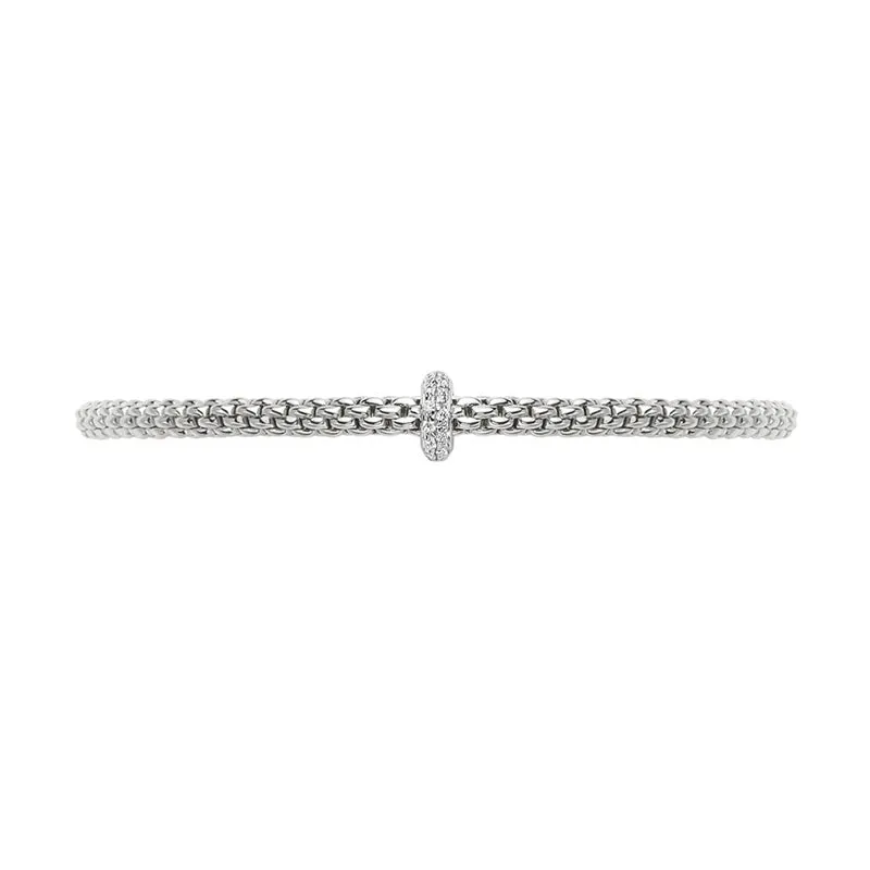 FOPE "PRIMA" 18ct WHITE GOLD PAVE SET DIAMOND RHONDEL BRACELET LARGE SIZE