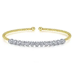 Gabriel & Co | 14K White and Yellow Gold Diamond Bangle