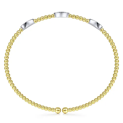 Gabriel & Co | 14K White-Yellow Gold Bujukan Diamond Marquise Stations Bangle