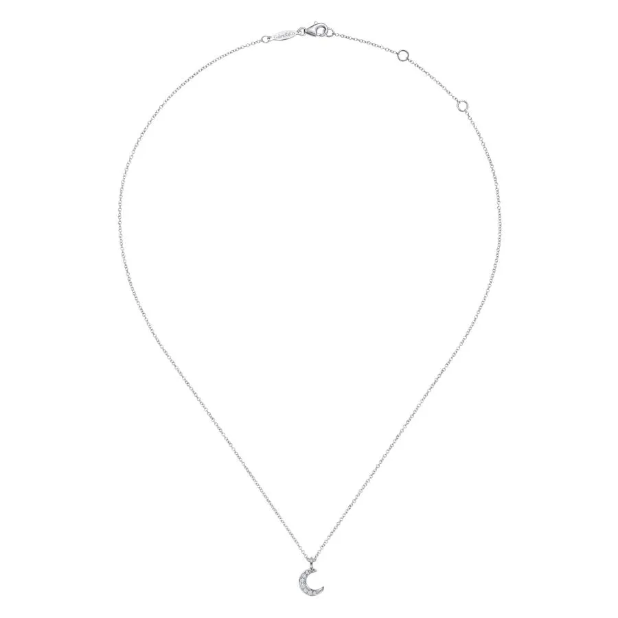 Gabriel & Co  White Gold Pava Moon Pendant