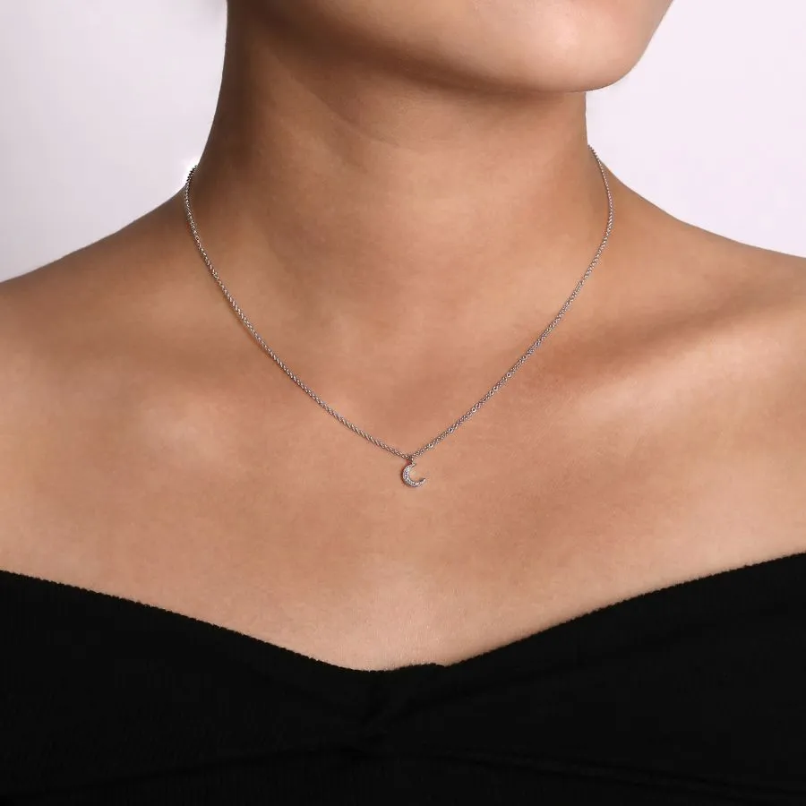 Gabriel & Co  White Gold Pava Moon Pendant