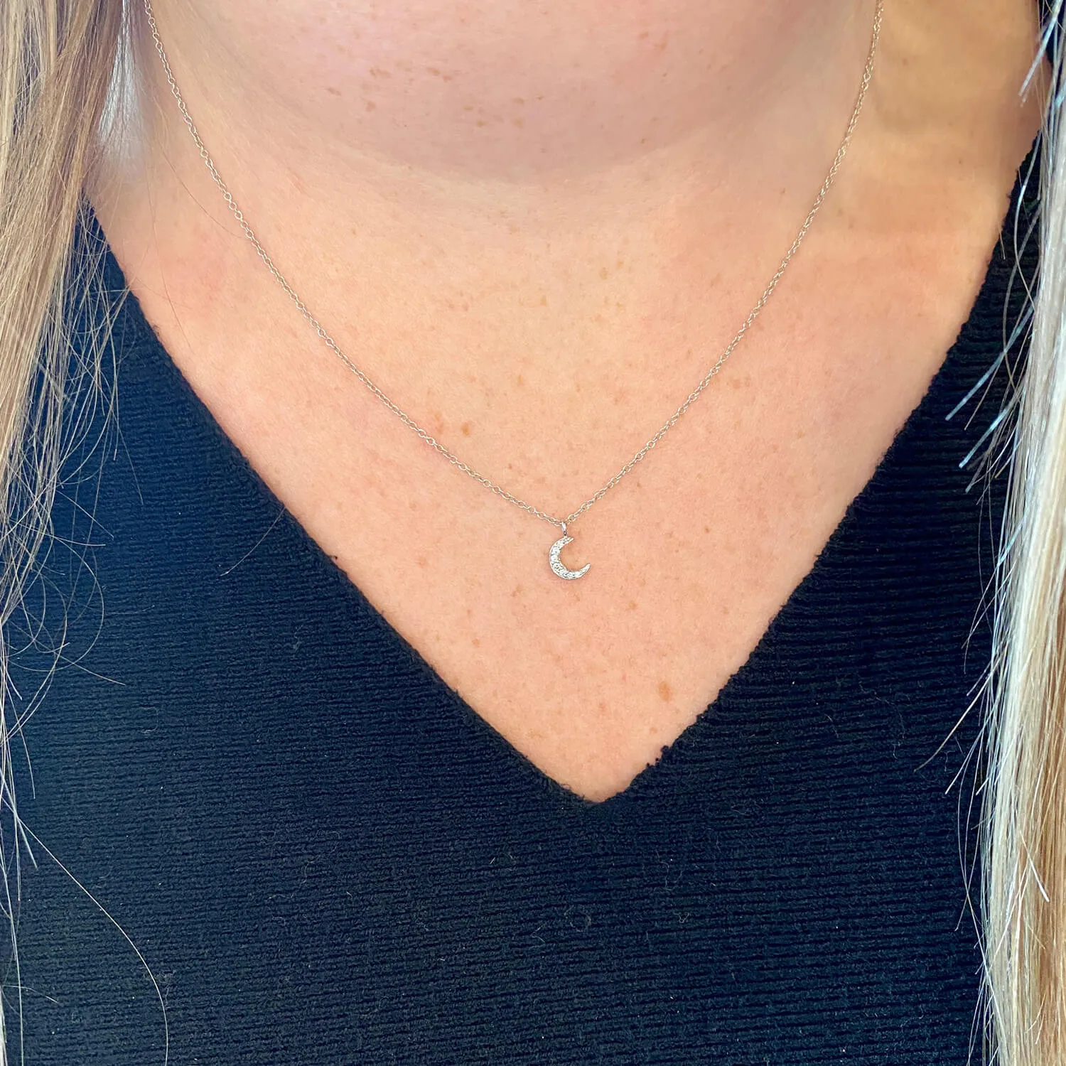 Gabriel & Co  White Gold Pava Moon Pendant