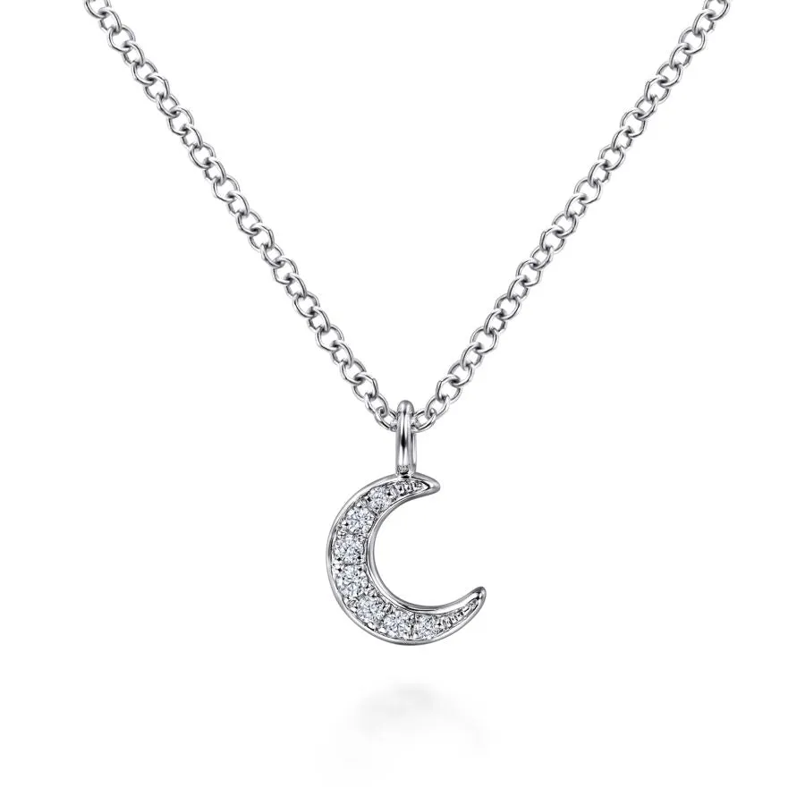 Gabriel & Co  White Gold Pava Moon Pendant