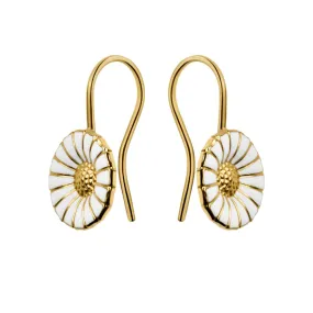 Georg Jensen Daisy Earrings - Silver Gilt and White Enamel, Hook Fittings (3539222)