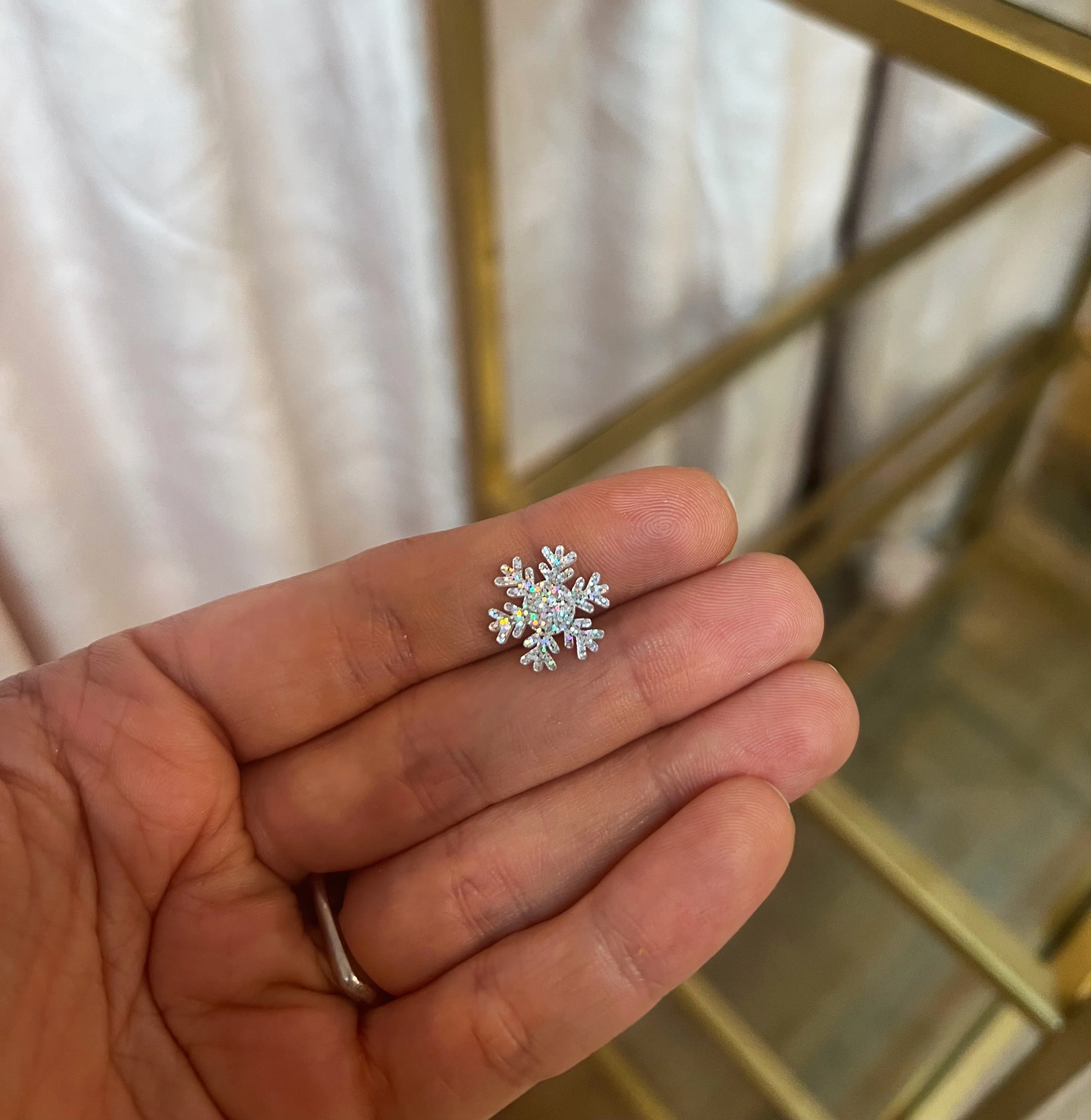 Glitter Resin Iridescent Snowflake Earrings
