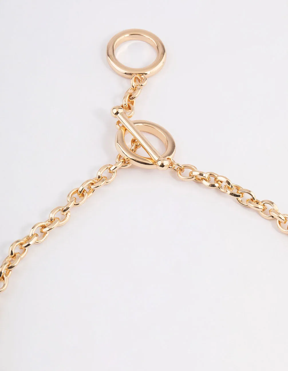 Gold Hammered Disc Stone Y-Necklace