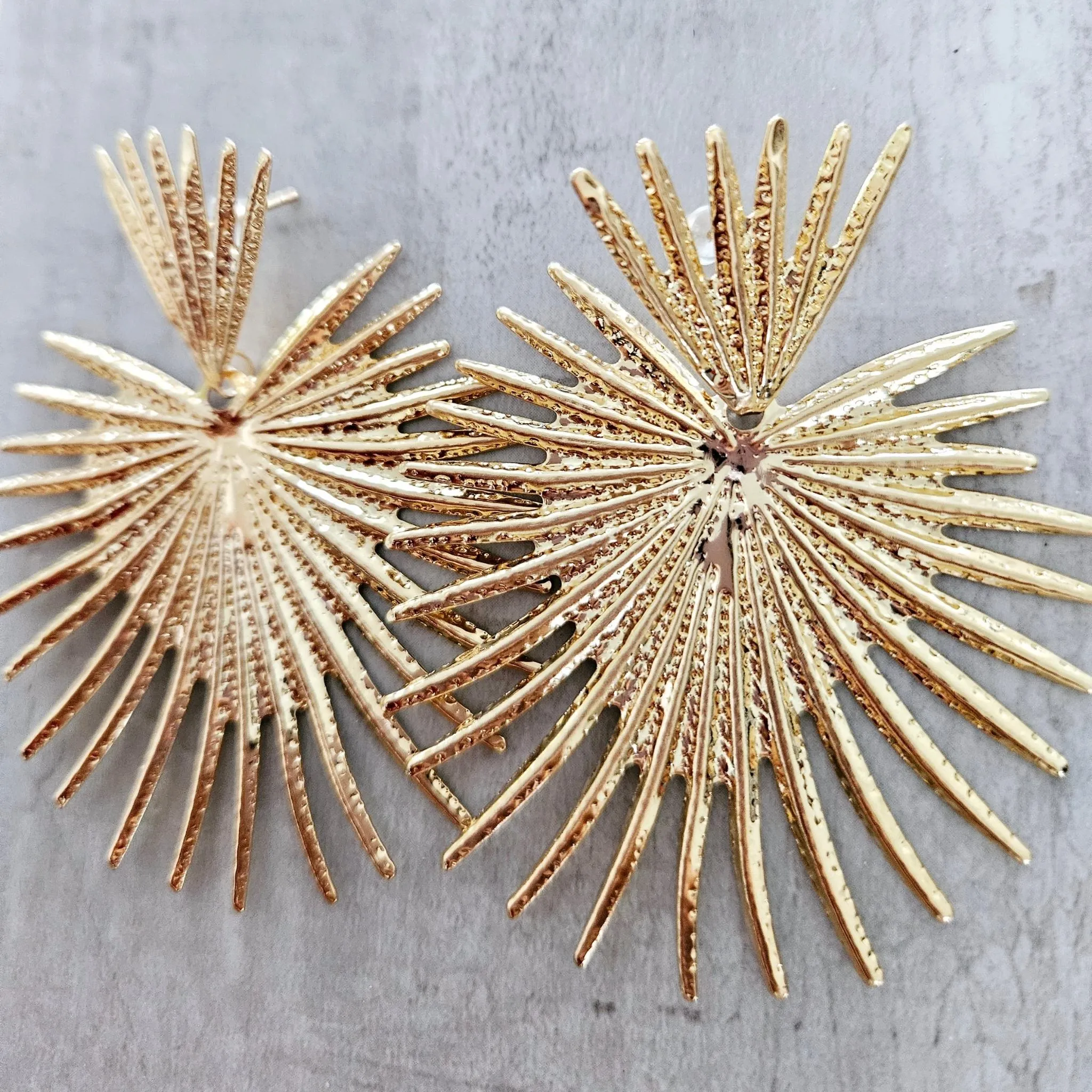Gold Textured Extravaganza Earrings