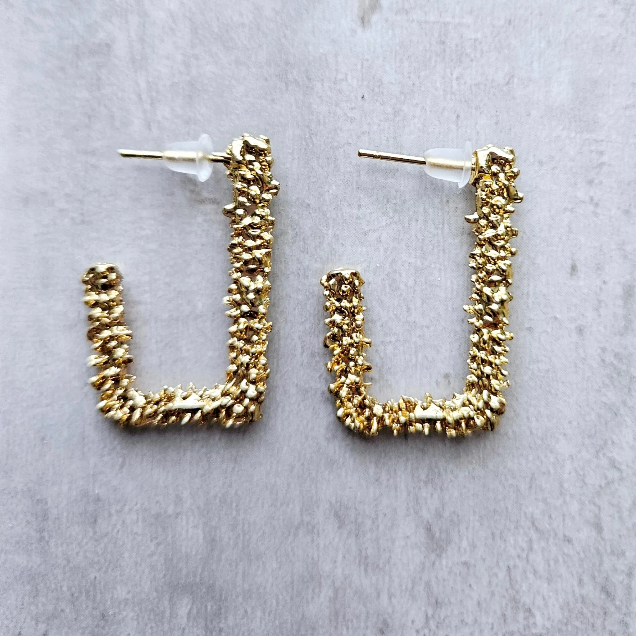 Gold Textured Extravaganza Earrings